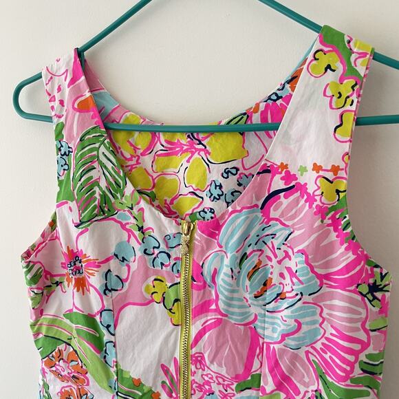 Lilly Pulitzer Floral Shift‎ Dress Cotton Sleeveless Tropical Resort Sz 8 Preppy - Picture 3 of 9